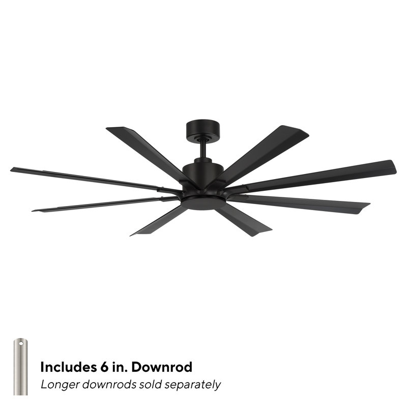 Size Matters 8-Blade Smart Ceiling Fan, Yes, Matte Black, 65"