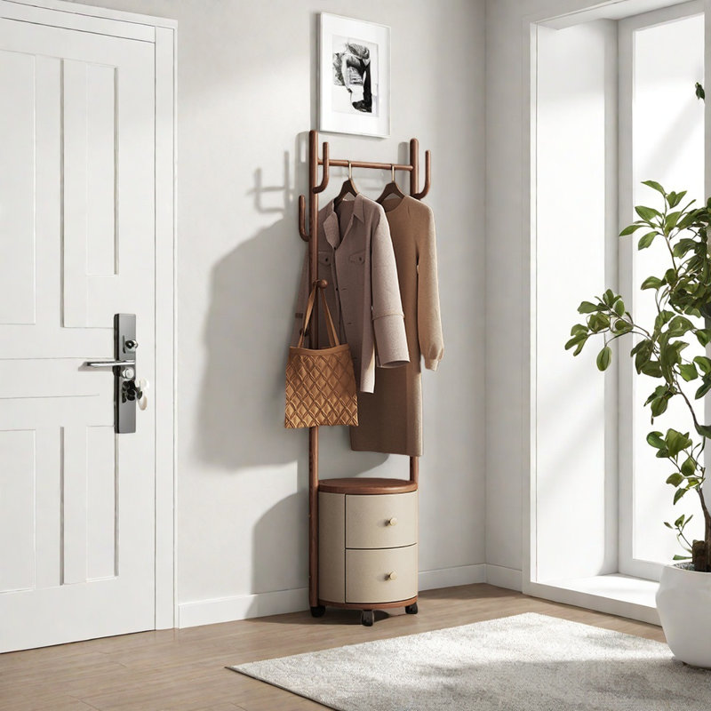 Durable Solid Wood Wardrobe, Walnut