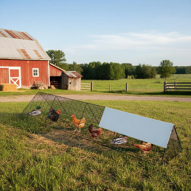 Metal Chicken Tunnel with Waterproof & Anti-UV Cover, Chicken Run for Yard, Easy Installation, Portable Chicken Coop for Hens, Ducks, Rabbits (118.1x28x24.2 inch)