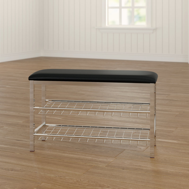 Faux Leather Upholstered Storage Bench, Black