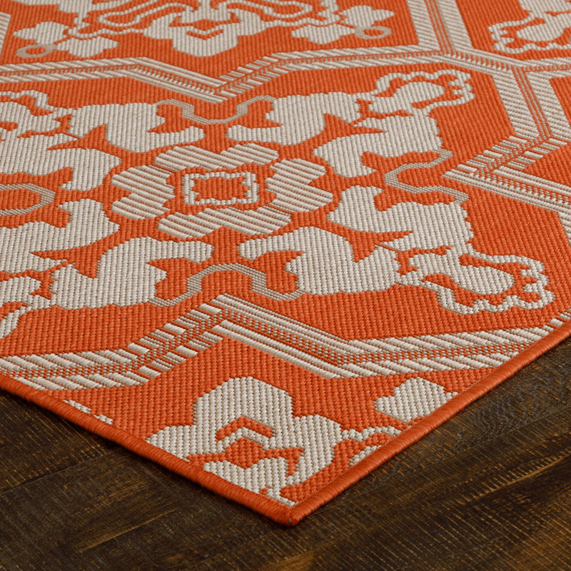 Tapis orange intérieur / extérieur Swinton, Rectangle 6 pi 5 po x 9 pi
