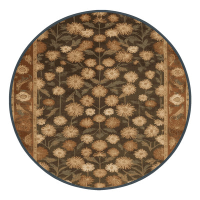 Tapis botanique brun lavable à la machine