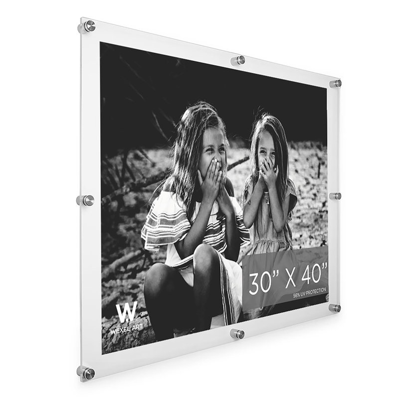 Double Panel Acrylic Picture Frame, Silver, 34" H x 44" W