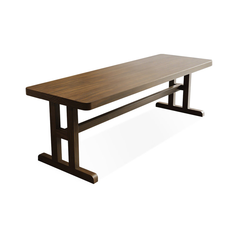 Nut-brown Rectangular Solid Wood writing desk, 29.53" H x 78.74" W x 23.62" D