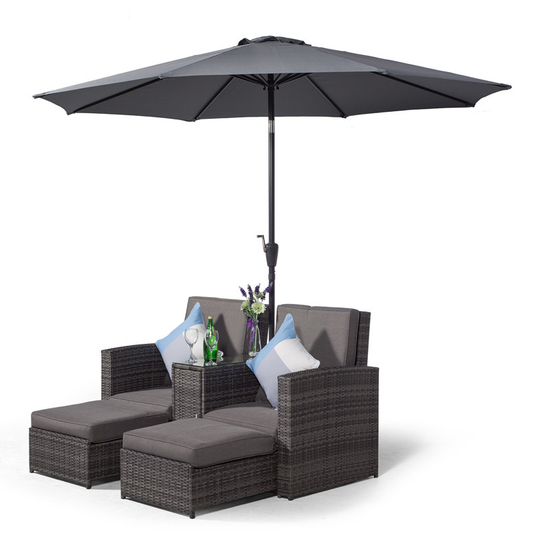 Duenweg Double Chaise with Cushions and Table