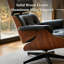 Fauteuil lounge pivotant en cuir de style Mid-Century avec repose-pieds et accoudoirs-1323094948