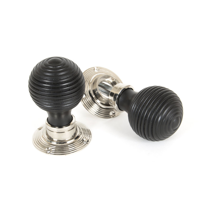 Beehive Door Knob, Ebony / Polished Nickel
