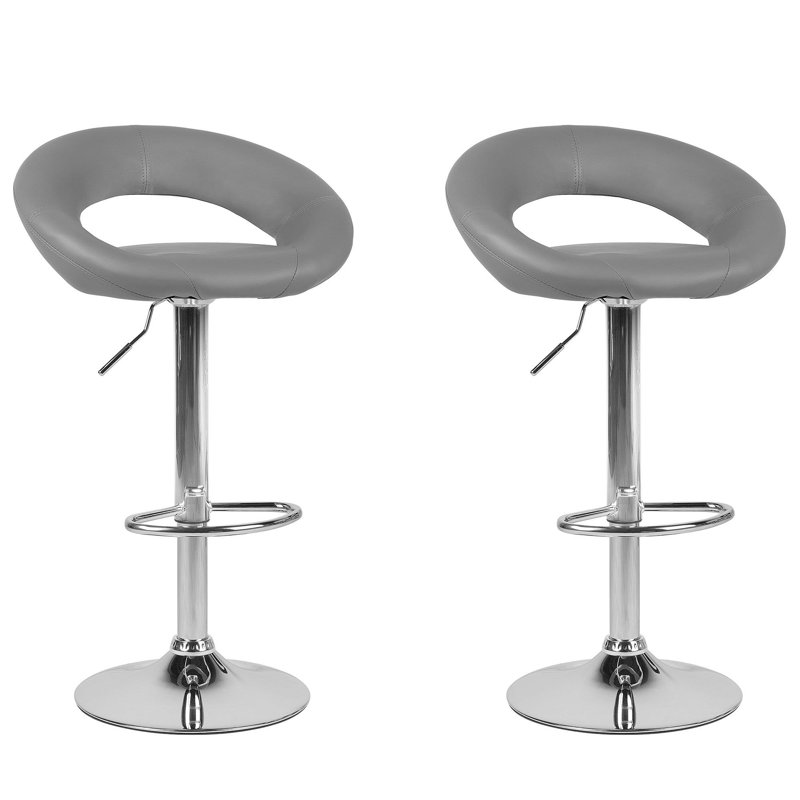 Cartwright Swivel Upholstered Adjustable Height Counter Stool with Metal Frame, Grey