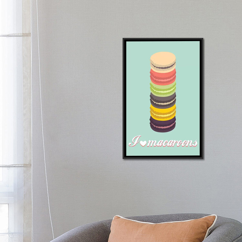 «Macaroons», impression sur toile tendue, H 26 po x l 18 po x P 1,5 po, Toile encadrée noire, Pas de tapis