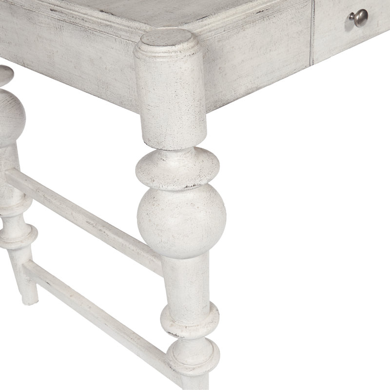 Dove Gray Farmhouse Wood Writing Desk with Drawer