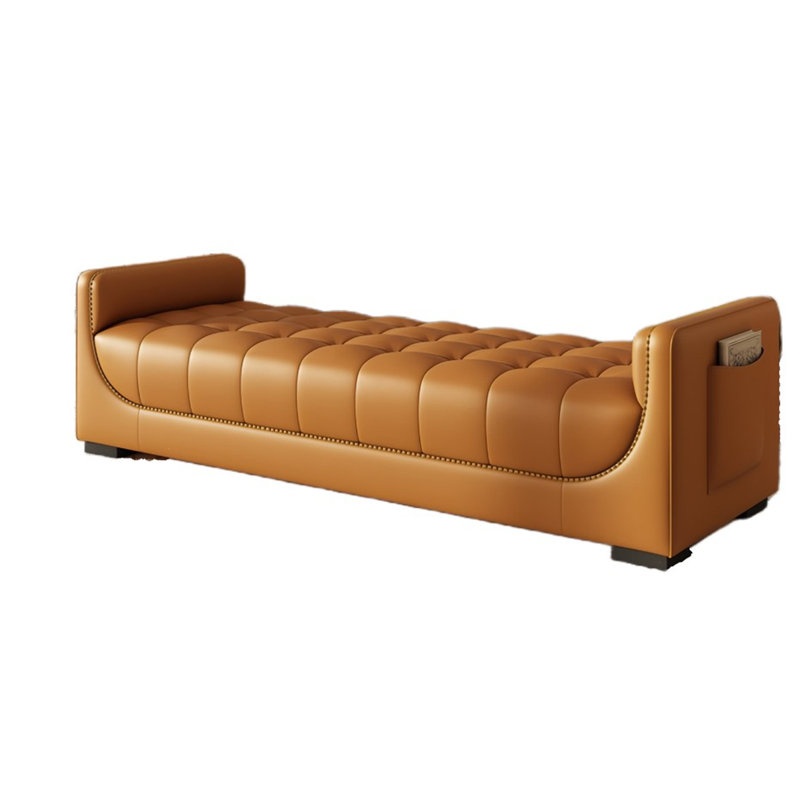 Tabouret de lit italien luxueux, 21.25" H x 70.86" W x 23.62" D, Orange