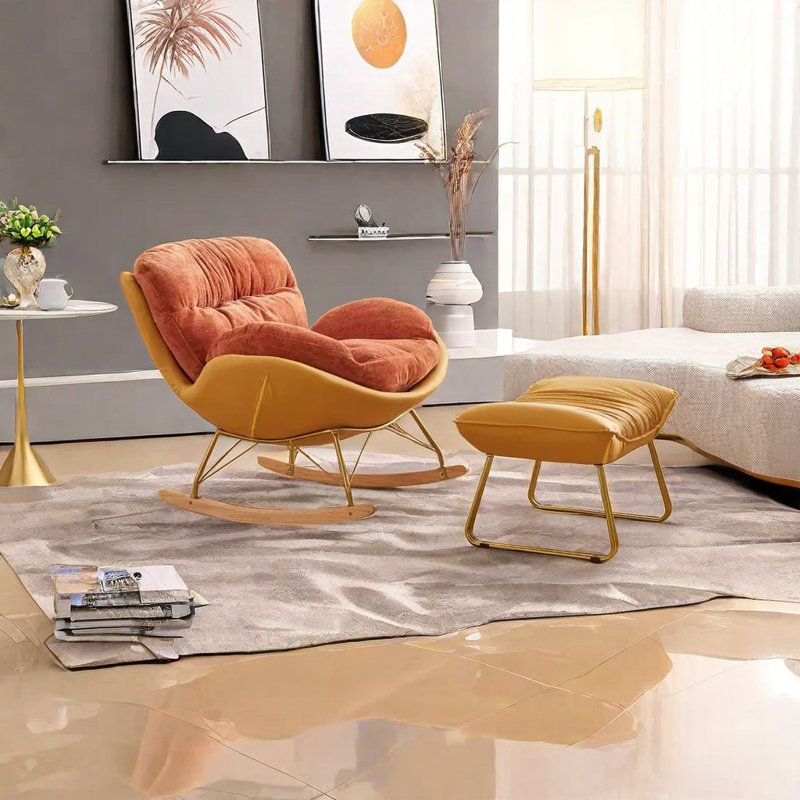 Chaise berçante luxueuse à lumière chaude, Orange, Jaune