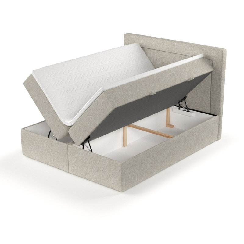 Elegantes Boxspring Bed IMAGINE With Bonell Mattress And Topper, Grey Beige, European Double (140 x 200 cm)