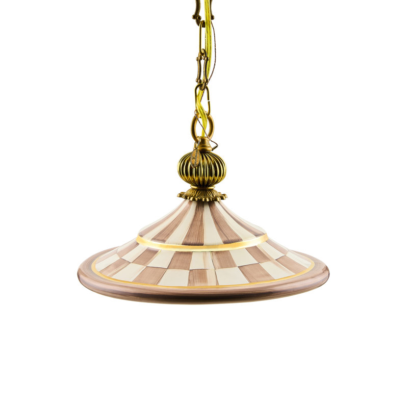 Mocha Check Flared Ceramic Pendant Lamp
