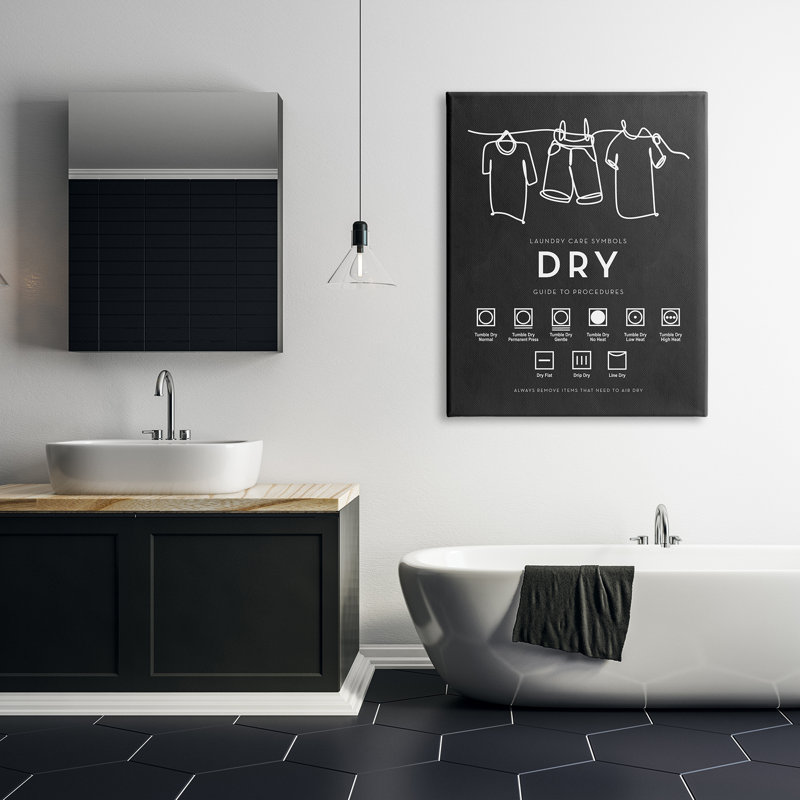" Drying Procedure Guide Helpful Laundry Symbol Chart " Graphic Art Print, 48" H x 36" W x 1.5" D