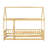 Kids House Floor Wooden Bed With Roof Frame, Safety Guardrails-1447645589-1447645674