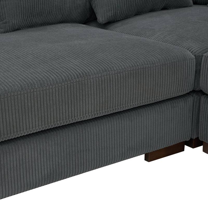 Canapé modulaire rembourré 6 pièces Bonsell, Velours côtelé gris