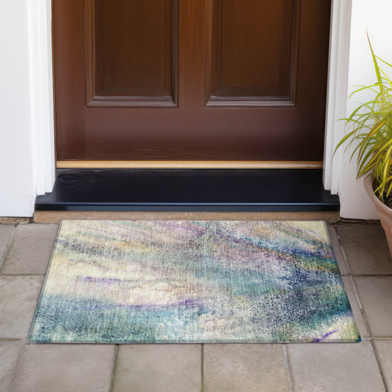 Kyrie Washable Abstract Indoor / Outdoor Rug, Rectangle 1'8" x 2'6"