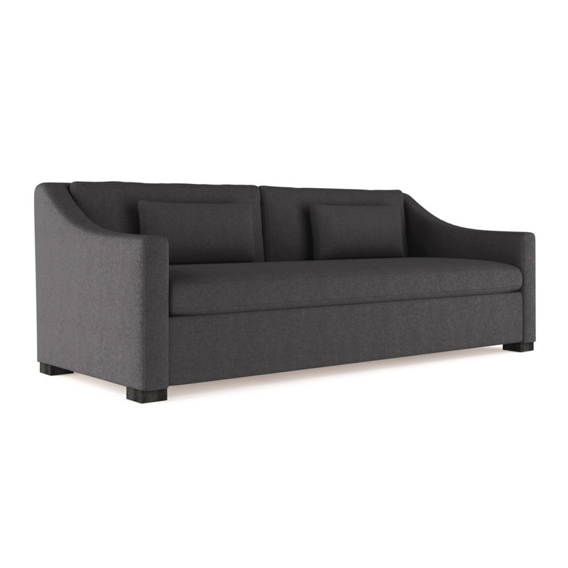 Crosby Slope Arm Sofa, Box Weave Linen Alabaster, 32.5" H x 84" W x 43" D, Ebony