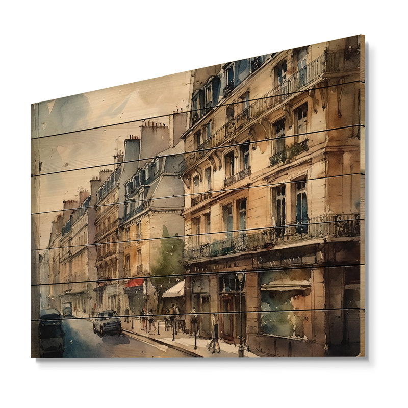 Aquarelle de Paris, France II, H 10 po x l 20 po x P 0,78 po