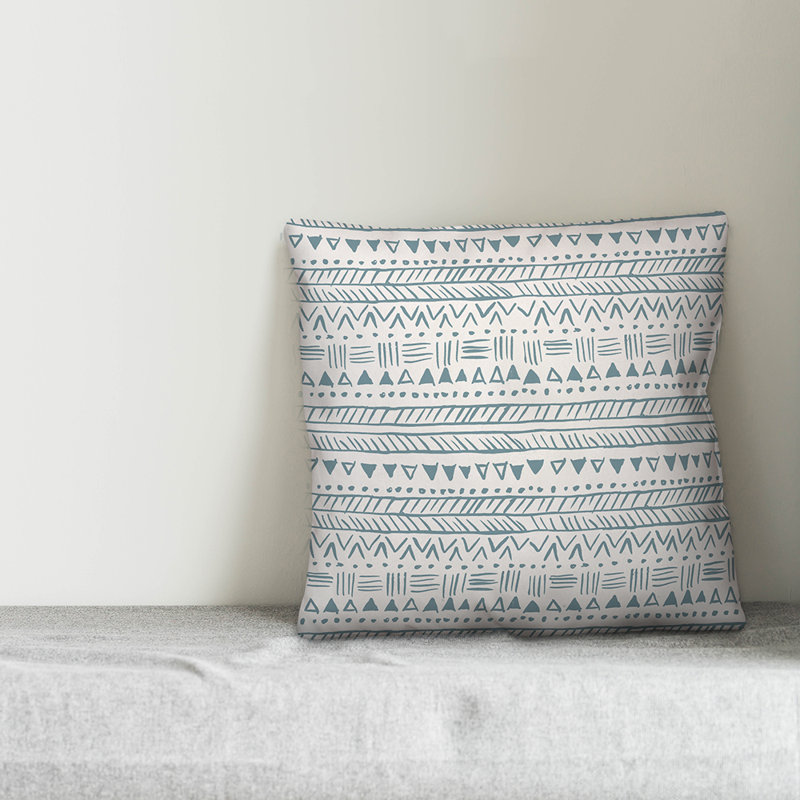 Throw Pillow, 16" x 16", Blue Geometric 6