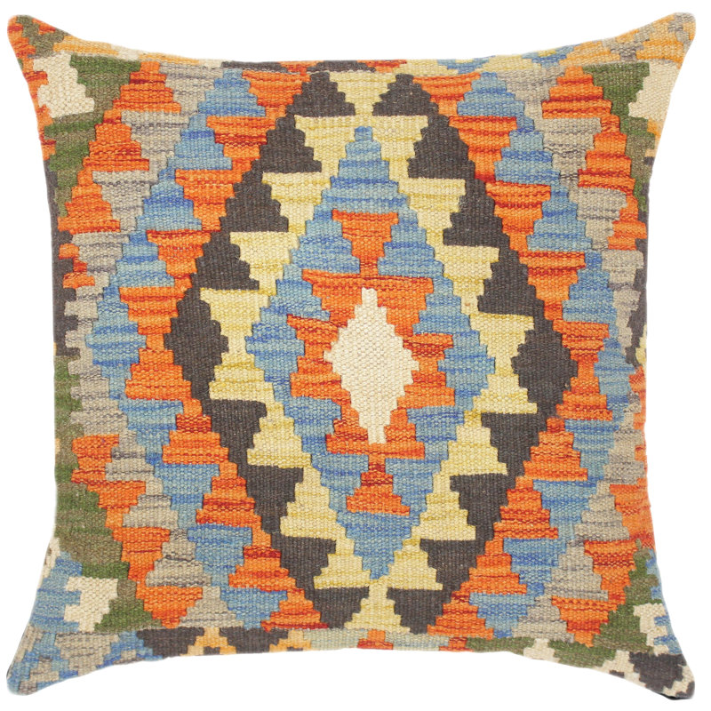 Housse et insert de coussin carré en laine tissé à la main