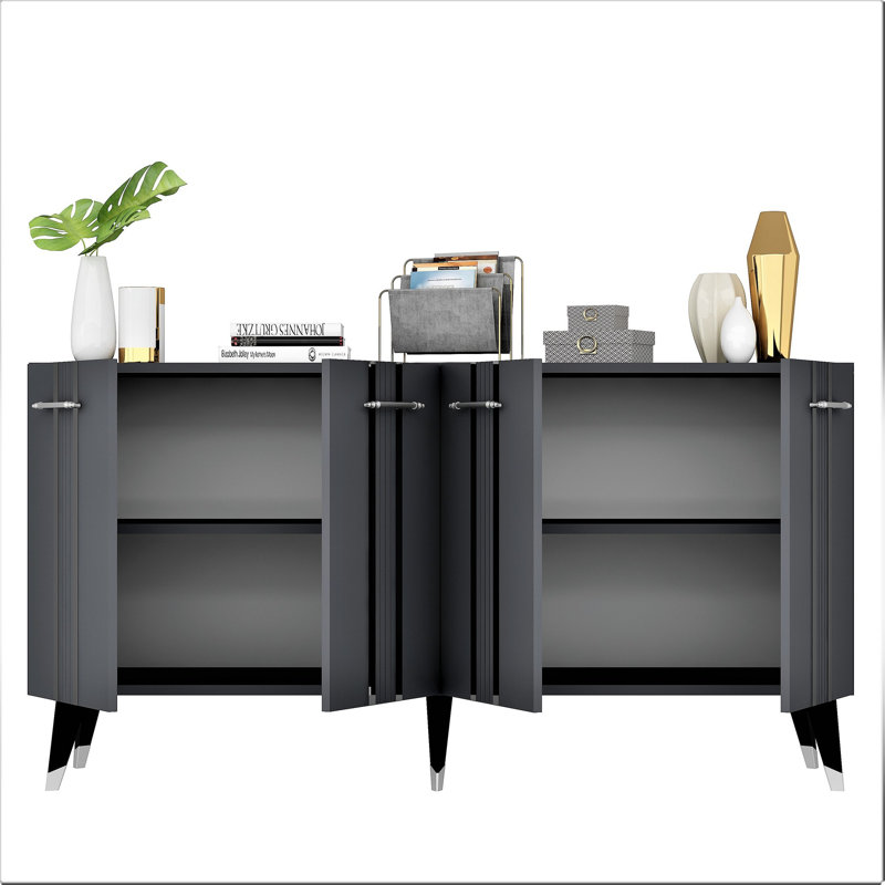 Olivia 80cm Sideboard, Anthracite/Silver