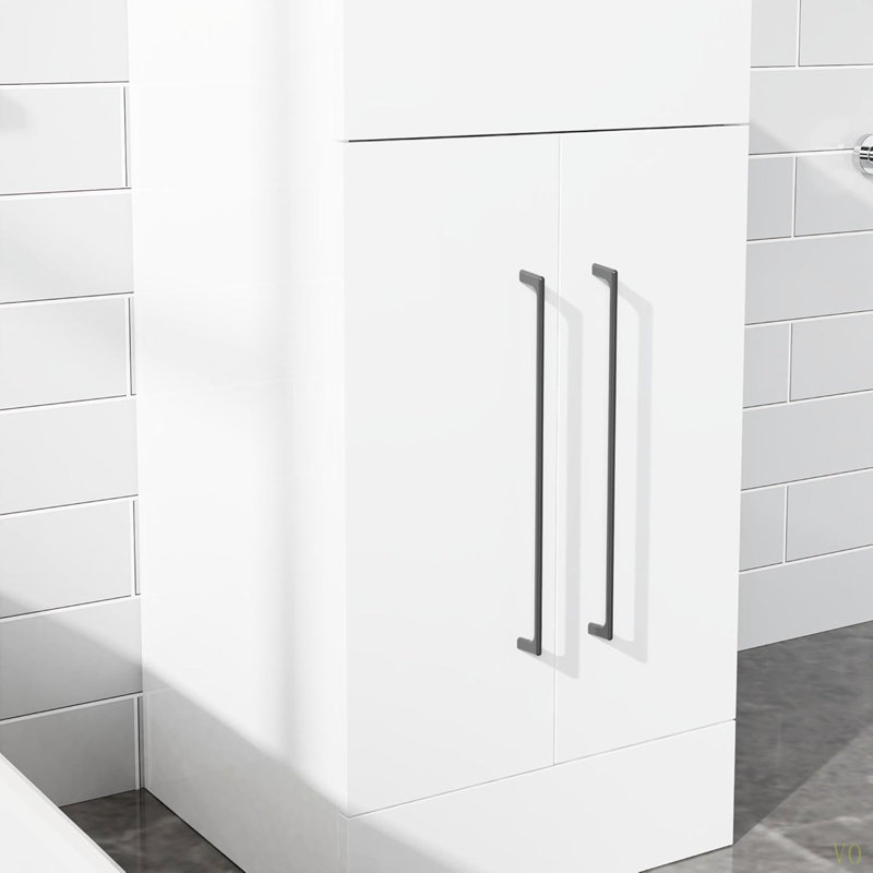 Petit meuble-lavabo simple 16 po, armoire de salle de bain moderne autoportante avec lavabo encastré, armoire de rangement en bois 2 portes