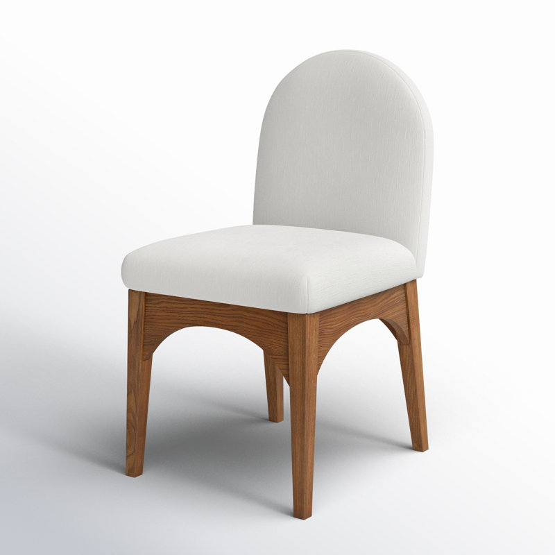 Waldorf 19.75'' H Upholstered Side Chair, Cream Chenille, Walnut