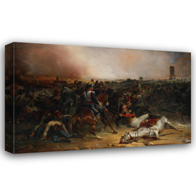 "Marshal of the Empire Louis Nicolas Davout, Fallen from His Horse, Orders the Assault of Markgrafneusiedl During the Battle of Wagram" by  Jean-Charles Langlois - Gallery Wrap Canvas Wall Art