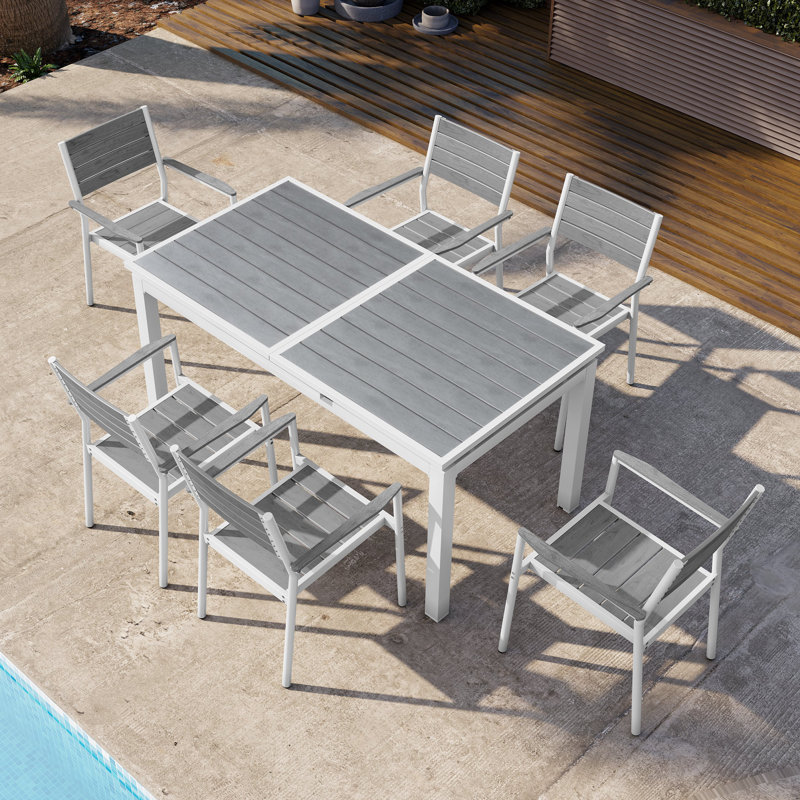 83" Long Aluminum Dining Table Extension Table, Grey