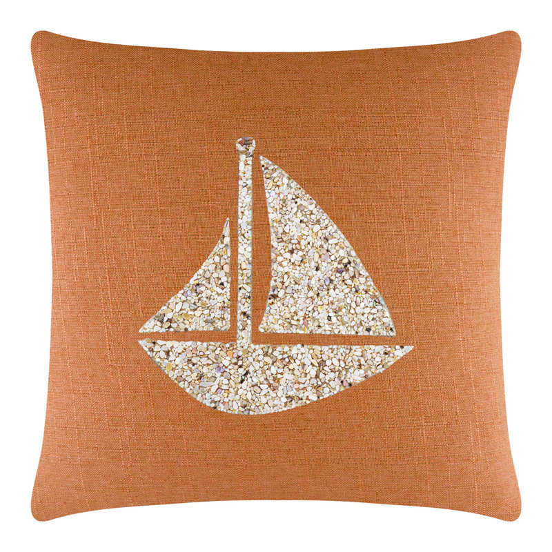 Coussin Sparkles Home Shell | Coussin Coastal, 16 po x 16 po, Orange
