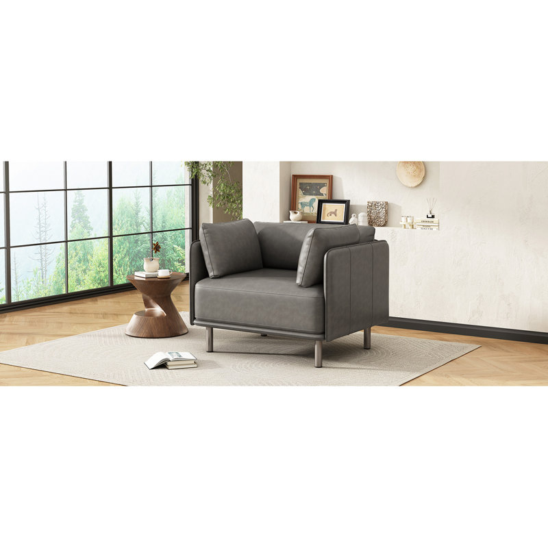 Chaise longue rembourrée avec revêtement Raab, Similicuir gris
