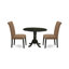 3 Piece Dining Room Furniture Set Contains a Round Dining Table with Dropleaf and 2 Light Sable Linen Fabric Upholstered Chairs, 42x42 Inch, Black-1540683936-1540683951-1577817842
