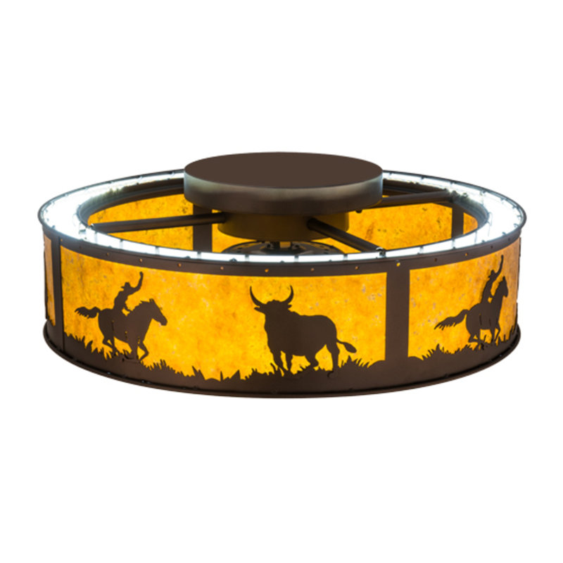 Cowboy And Steer Flush Mount Ceiling Fan