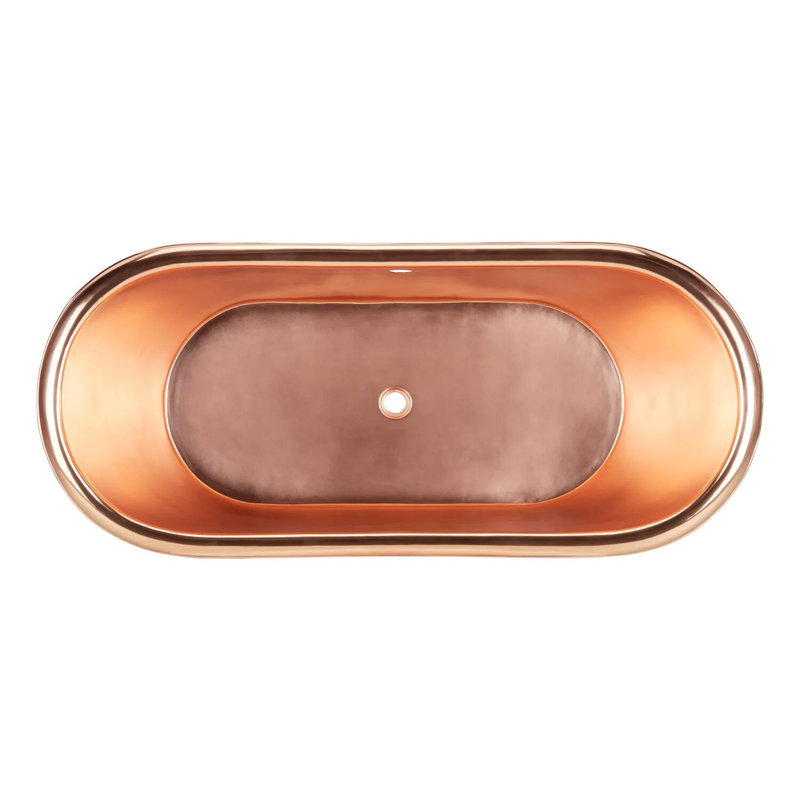 Thaine 70" x 30" Freestanding Soaking Copper Bathtub, Copper/Black