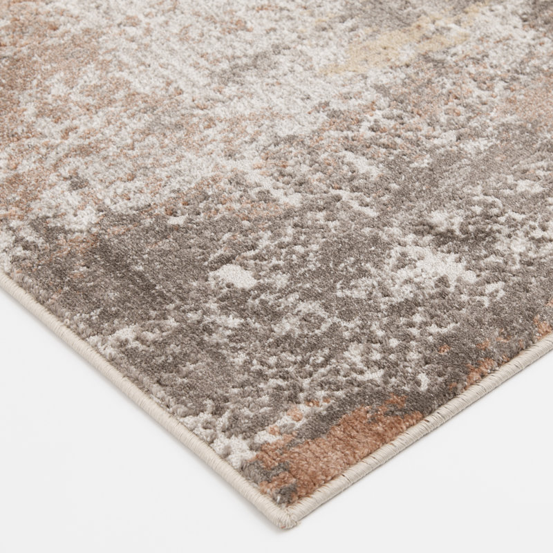17 Stories Lummus Brown/Orange Abstract Indoor Polypropylene/Polyester Area Rug, Rectangle 5'3" x 7'7"