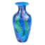 Vase de table rond en verre bleu et vert 10 "