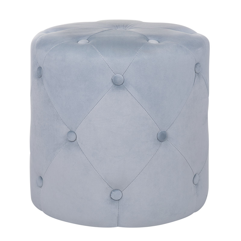 Horne 40cm Wide Tufted Round Solid Colour Pouffe Ottoman, Light Grey