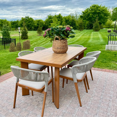 PURPLE LEAF 7 Pieces Outdoor Dining Set Patio Table And Chairs Set With Aluminum Wicker Rattan