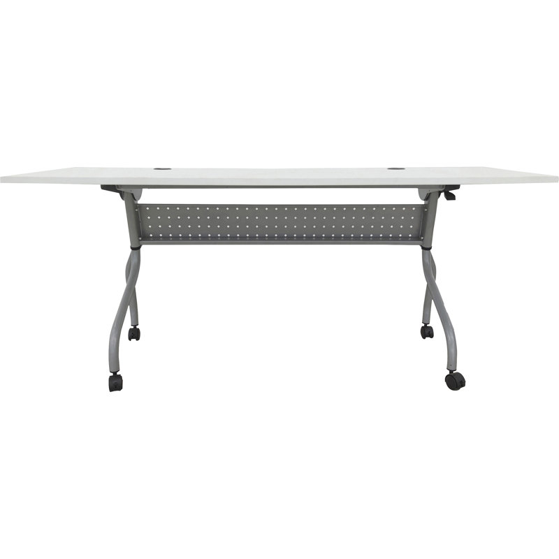 Rectangle 2 Person Flip Top Modular Training Table with Casters and Modesty Panel and Cable Management, 72" H x 24" W x 30" D
