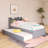 Wood Frame Twin Size Bed With Trundle,Bookcase-2057102596