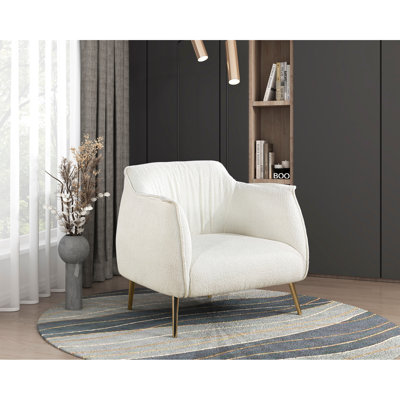Chaise d'appoint moderne avec tissu bouclé blanc et pieds en métal durables Revêtement élégant