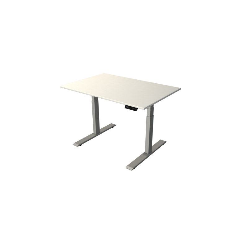 Move Adjustable Metal Base Standing Desk, 127cm H x 120cm W x 80cm D, Aluminium Silver, White