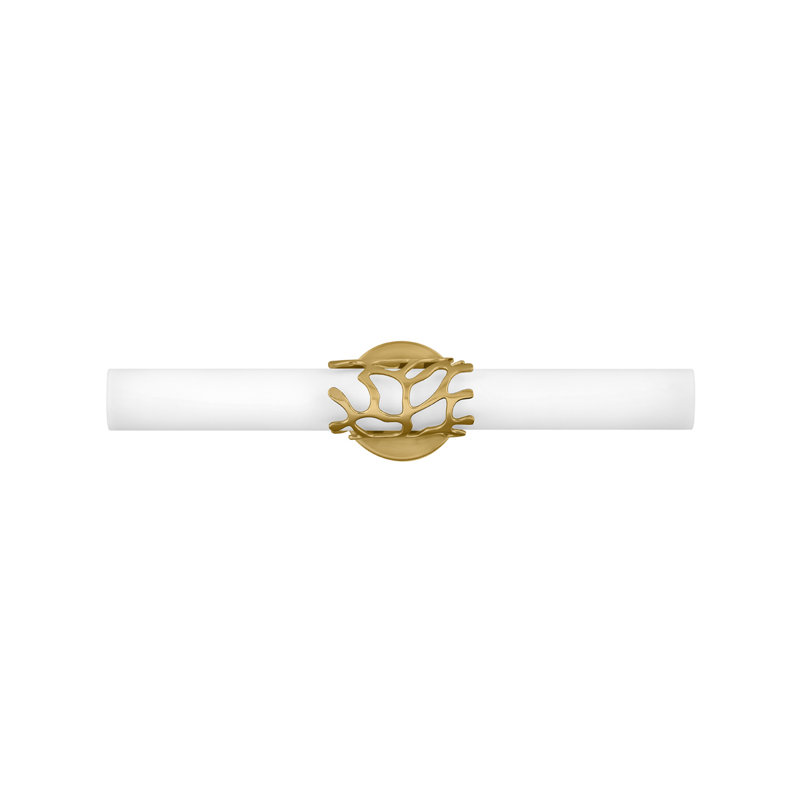 Lyra 22.5" Integrated LED Coastal Bath Vanity Sconce, Lacquered Brass