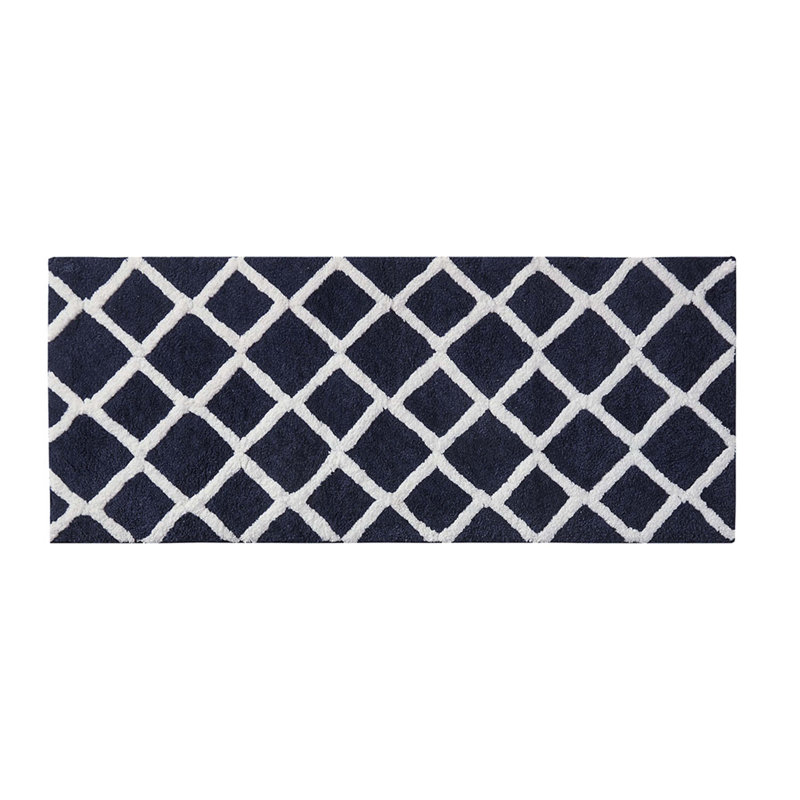 Reversible High Pile Tufted Microfiber Bath Rug, Single - 60" L x 24" W, Navy