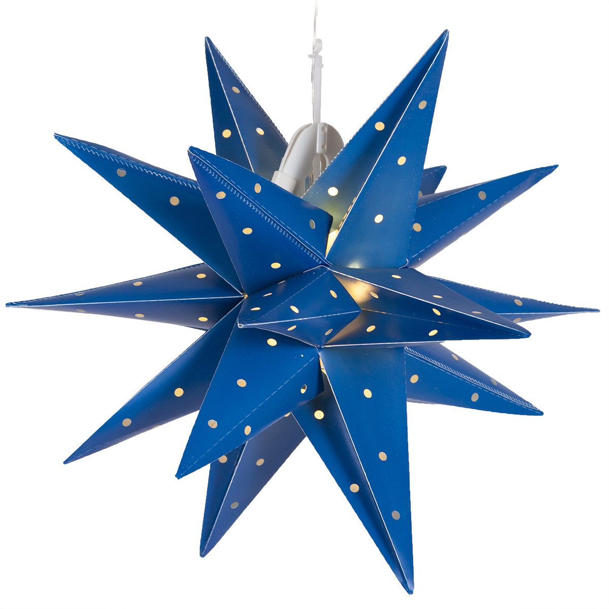 LED Lantern, Blue, 17" H x 17" W x 17" D