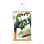 Paire de perroquet tropical, suspension murale suspendue, 16 x 24, cintre en bois intégré