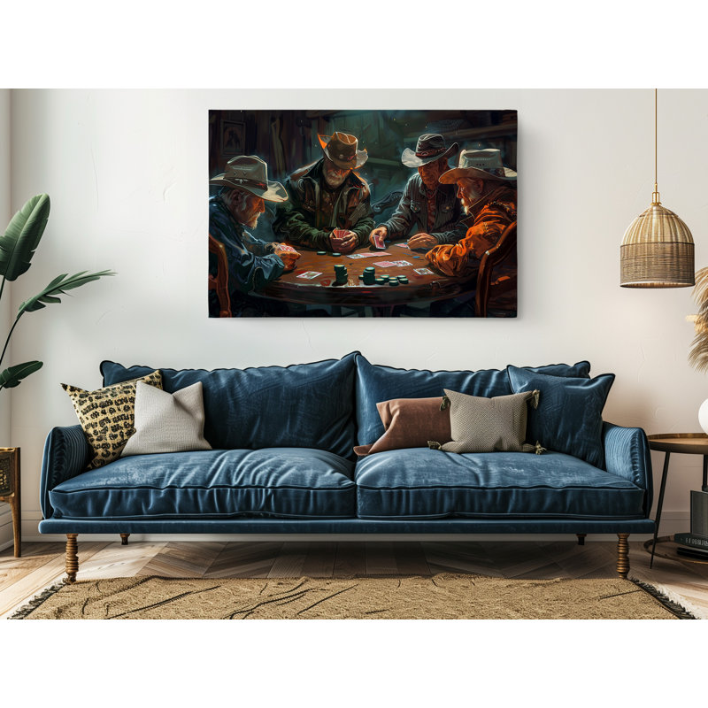 Cowboys jouant au poker, impression d'art mural moderne pour la maison et le bureau, H 20 po x l 30 po