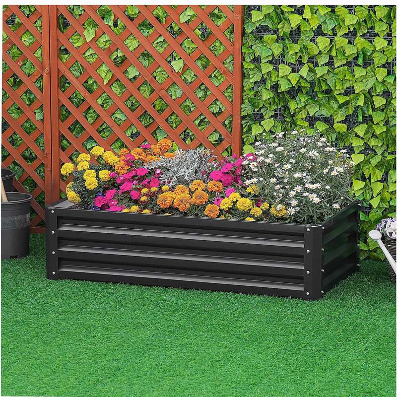 Lit surélevé pour jardin Outsunny, Gris, H 12 po x l 47,25 po x P 23,5 po